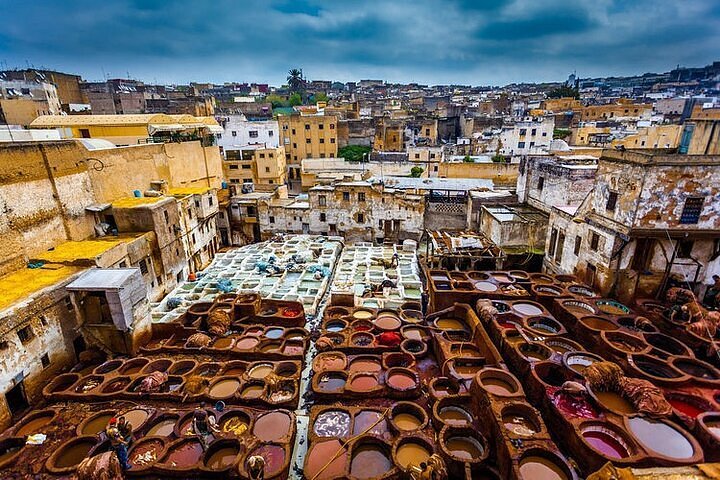 Panoramic view of the Fes Medina labyrinth and minarets
